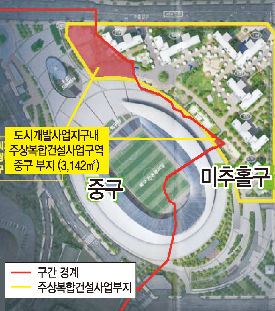 ▲ 숭의운동장 주상복합 건설 사업 구역.