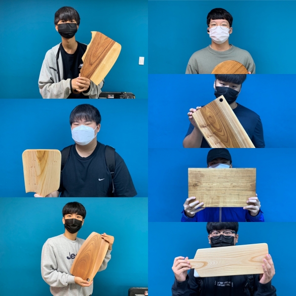 ▲ 건축목공시공 도마만들기를 진행한 학생들 사진./사진제공=부원고등학교