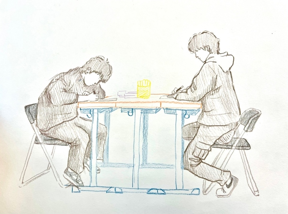 ▲ 윤혜인 作 '방학에 찾아와 함께 그림 그리는 친구들'