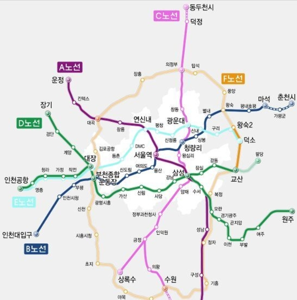 ▲ 수도권 광역급행철도(GTX-B·D·E) 노선도. /자료=인천시