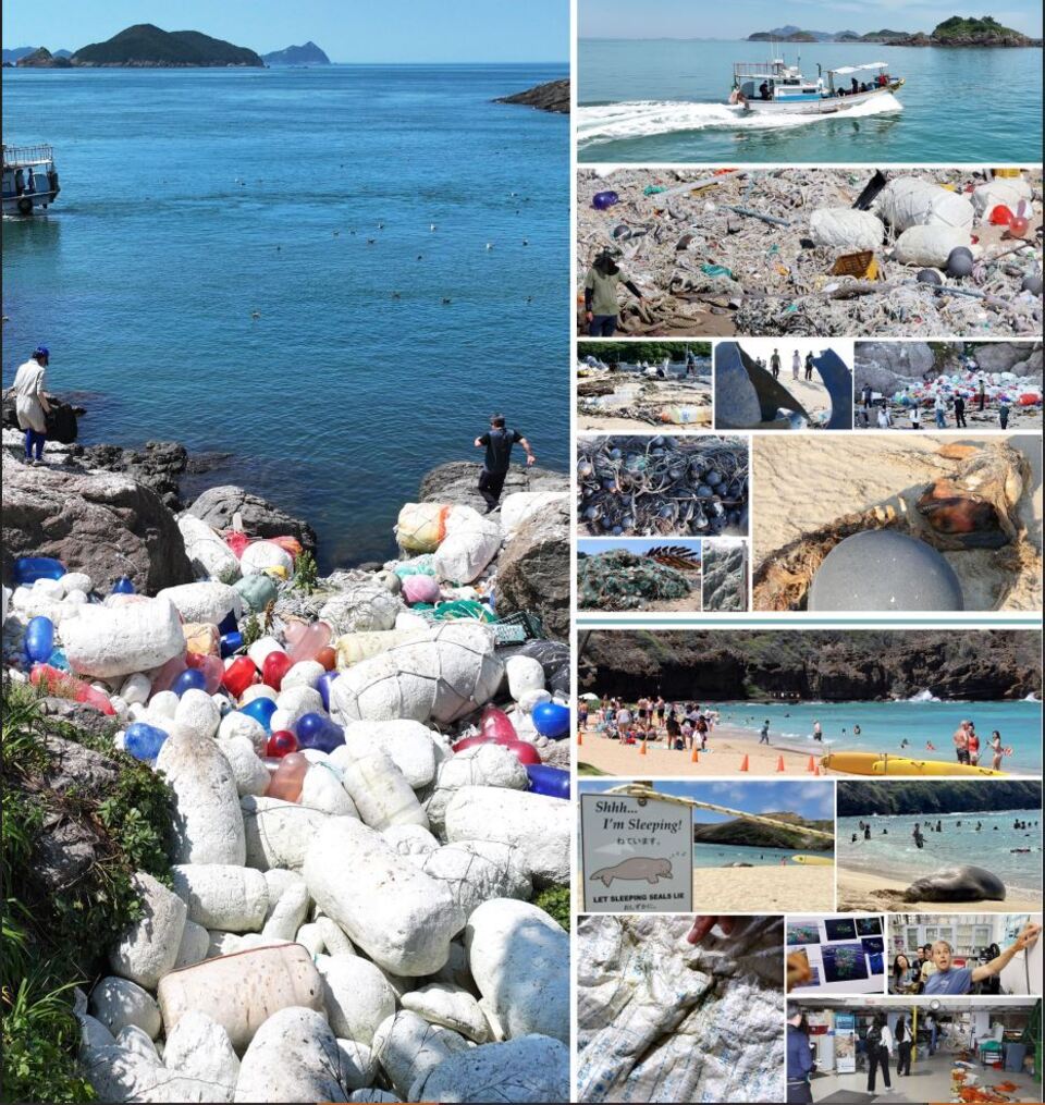 ▲ 중국에서 사용하는 빨간색, 파란색 부표부터 스티로폼, 녹슨 냉장고, 폐그물, 플라스틱 물병, 라면 봉지 등이 인천 옹진군 섬 해안가를 따라 흩어져 있다. 인천일보는 해양쓰레기 대안을 모색하기 위해 하와이 현장을 찾아 해양생태계를 지켜가는 방식을 기록했다. /이재민 기자 leejm@incheonilbo.com