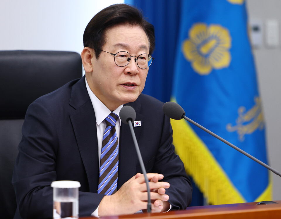 ▲ 이재명 대통령이 13일 용산 대통령실에서 열린 수석보좌관회의에서 발언하고 있다. /연합뉴스