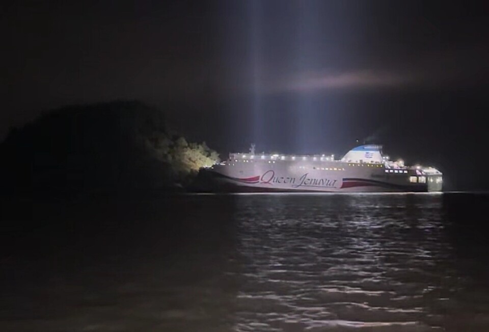 ▲ 19일 오후 8시 17분쯤 전남 신안군 장산도 남방 족도에 여객선이 좌초돼 해경이 구조 작업을 벌이고 있다. /연합뉴스