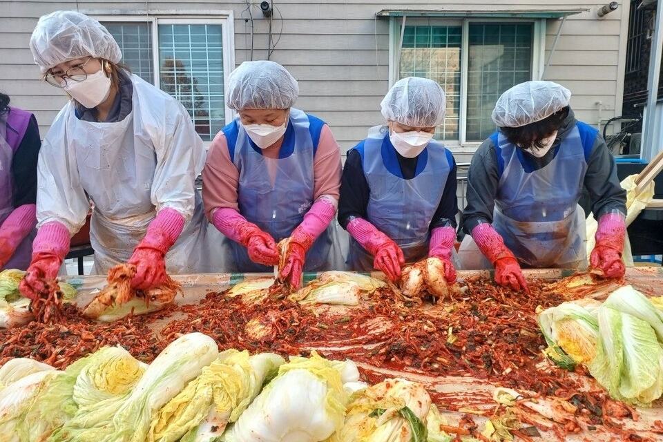 ▲ 더불어민주당 고양시을 여성위원회는 지역 주민들과 함께 김장 나눔 봉사를 펼쳤다. /사진제공=더불어민주당 고양시을 여성위원회