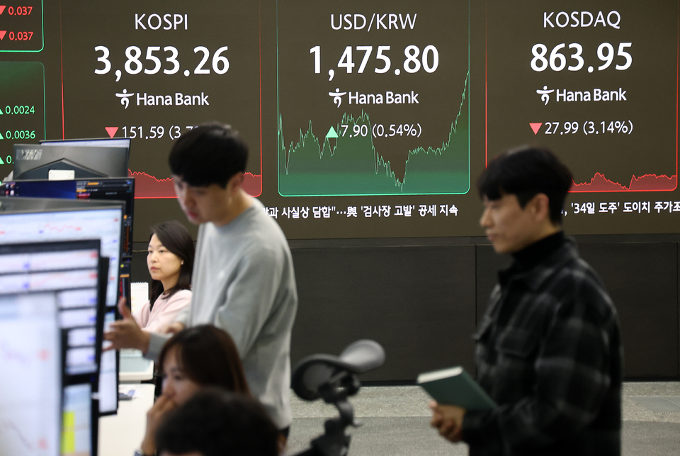 ▲ 코스피, 3.79% 급락 3850대 마감. /연합뉴스