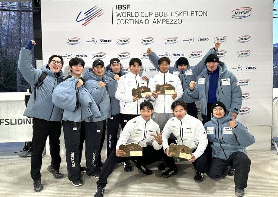 ▲ IBSF 월드컵에서 3위에 입상하며 역대 최고 성적을 거둔 대한민국 봅슬레이 대표팀.